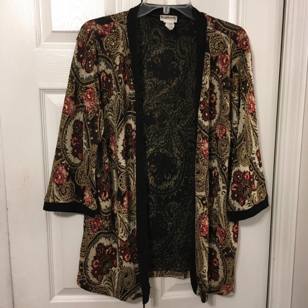 BonWorth Open Front Cardigan Sz Med